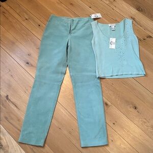 100% Leather pants and bedazzled tank